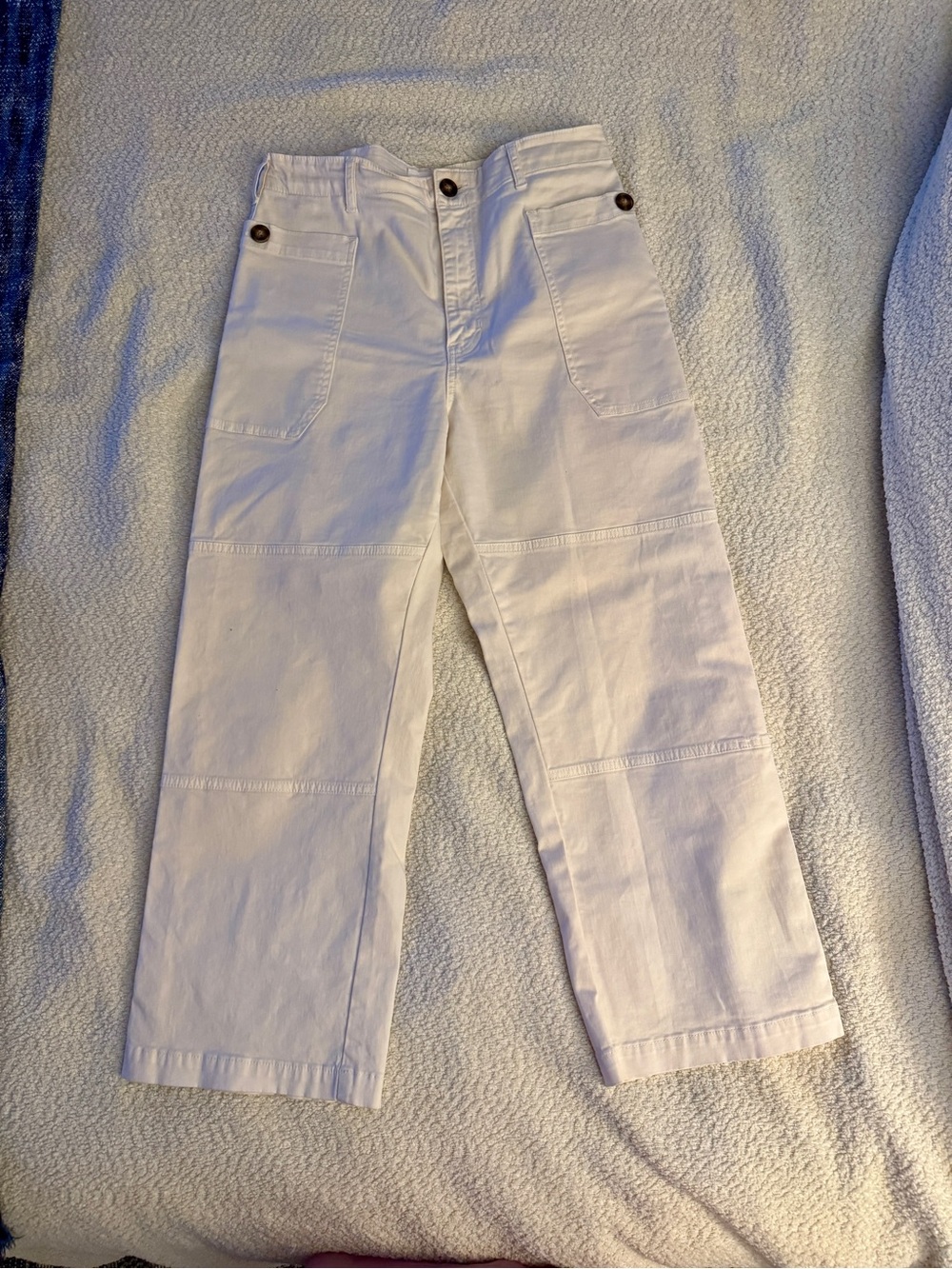 Frame Denim Ivory Button-Front Pants size 31 cropped